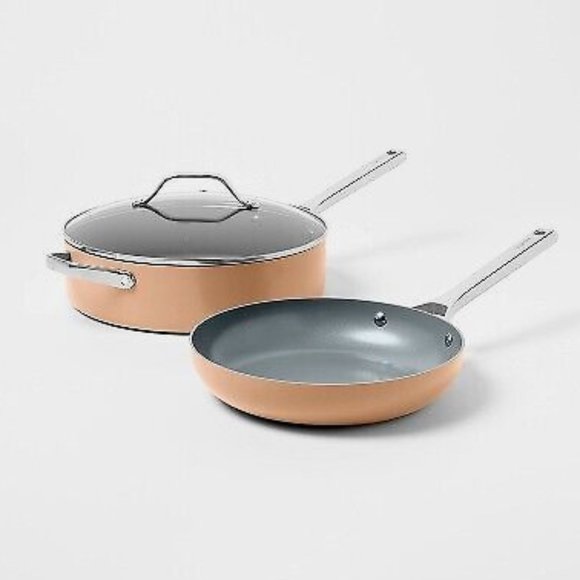 Nonstick Ceramic Coated Aluminum Cookware Set Terracotta Orange - Figmint - Picture 2 of 6